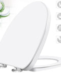 Elongated Toilet Seat Heavy Duty With Soft Close And Quick Release Premium UF Material Top Fix Install No Fuss Easy Clean, white