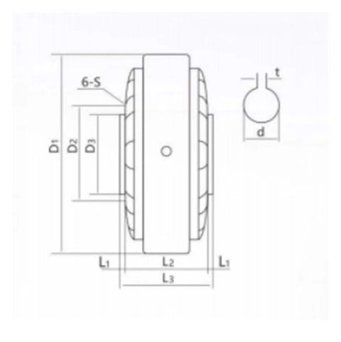 Technical diagram of High Torque Magnetic Powder Brake 25 Nm, Adjustable Torque, Durable Hollow Brake Unit depicting dimensions.