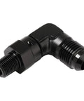 4AN Male Flare To 1 Eighth NPT Pipe Swivel Fitting Adapter Connector Aluminum Black High Flow Performance Pro Grade Anodized Aluminum Body Full Swivel Head For Easy Angle Adjustment 90 Degree For Liquid Or Gas Applications, black anodized 6061-T6 aluminum