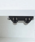 Glass Door Magnetic Catch And Pivot Hinge Kit In Black, 7-Piece Set installed on white cabinet.