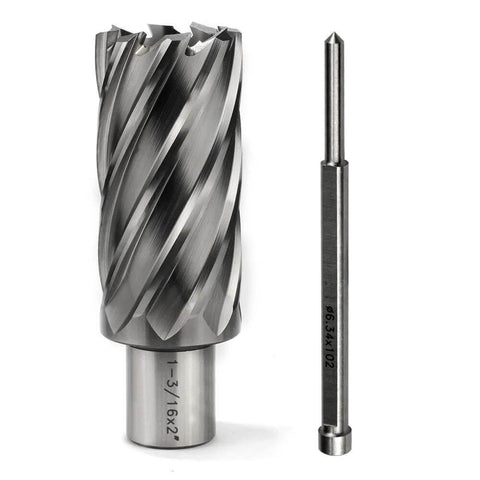Oscarbide annular cutter 1-3/16 in dia with 3/4 in Weldon shank and 2 in cutting depth, mag drill bit with pilot pin