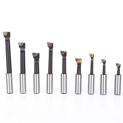 12mm F1 Type Boring Bar Set 9 Piece Pro Grade High Speed Steel Lathe Tools With Storage Base For Precision Internal Turning And Bore Machining On Metalworking Lathes, 9-piece set