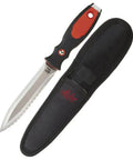 Double Sided Duct Knife With Smooth And Serrated Edges Includes Puncture Resistant Nylon Sheath And Velcro Strap Ergonomic Grip