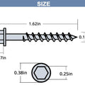 Diagram of Heavy Duty Joist Hanger Screws Number 9 X 1-1/2 In With 1/4 In Hex Head And 0.37 In Washer Prem Galvanized