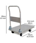 Heavy Duty Moving Cart Built Tough For Garage Or Shop Use Featuring Smooth 360 Swivel Wheels And Quick Fold Tray, 89cm tall.