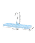 Sleek Belt And Tie Organizer Rack With Foldable Hooks Designed For Compact Closet Spaces Kick Your Wardrobe Into High Gear Keep Accessories Neatly Secured Easy Install Blue showing dimensions with a sky blue finish.
