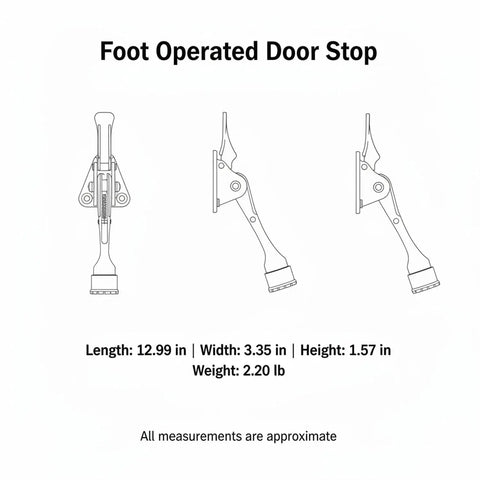 Foot Pedal Door Stop With Weighted Base For Hands Free Entry Fits Standard Interior Doors Zinc Alloy Floor Holder dimensions
