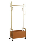 Industrial Metal Clothing Rack On Wheels Freestanding Garment Organizer For Bedroom Entryway And Office with brown storage