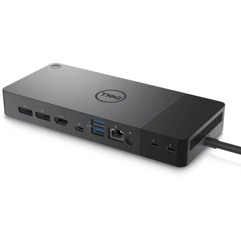 Modular Thunderbolt Dock Delivering Solid Ninety Watt Punch Alongside Flexible HDMI DisplayPort Ethernet Cables view from side with ports