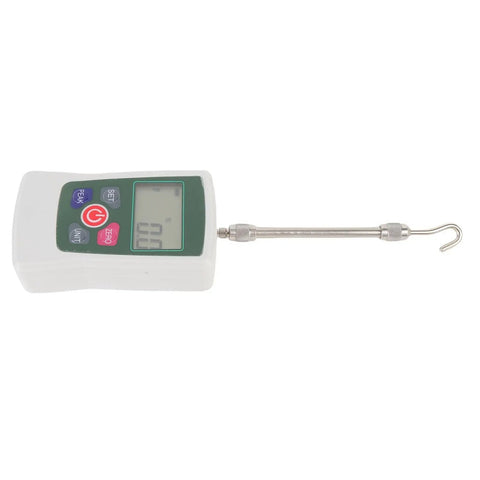 Digital Force Meter 100N Push Pull Tester With Backlit Display Auto Shutdown Upper And Lower Limit Settings 0.1N Resolution 1 Percent Accuracy Ideal For Workshop Lab And Repair Bench Force Testing, ABS body with hook probe