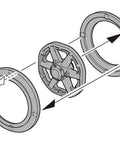 Exploded view of wheel assembly in German Type I Tank B 1/35 Plastic Model Kit From Military Miniature Series No 388, Unpainted Assembly Kit