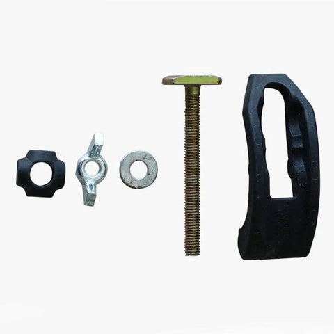 Heavy Duty Arcuate Press Plate Clamp For CNC Engraving Machine Fixture Hold Down Tool parts including bolt, nut, and washer.
