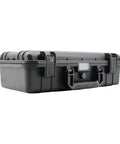 Rugged Waterproof Portable Storage Case For Tools And Gear, black shockproof organizer box with secure closures visible