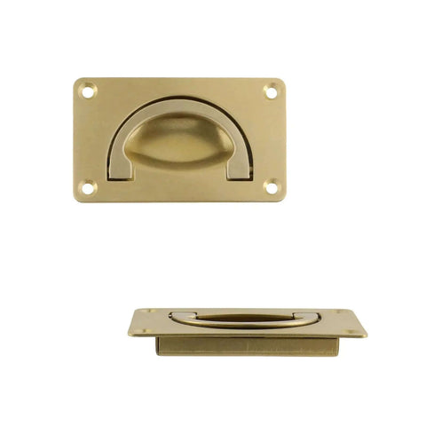 Two Pack Recessed Gold Pull Handles Hidden Flush Drawer Pulls For Cabinets And Closet Doors Durable Copper Construction Easy Install With Screws