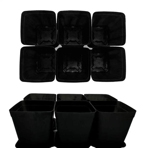 square plastic planter trays 24 Pack Black Plant Pots with Saucers ✓