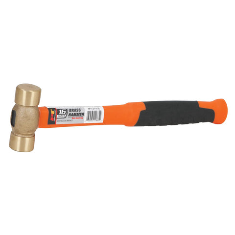 Pro Grade Solid Brass Hammer 16 Oz No Spark No Magnetic For Delicate Metal Surfaces 11 Inch Handle High Visibility Shaft