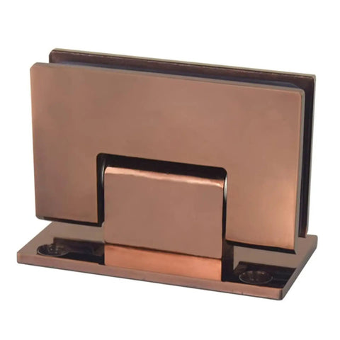 Heavy Duty Glass Door Hinge With 90 Degree Clamp in rose gold, stainless steel clip for 8-12 mm toughened glass.