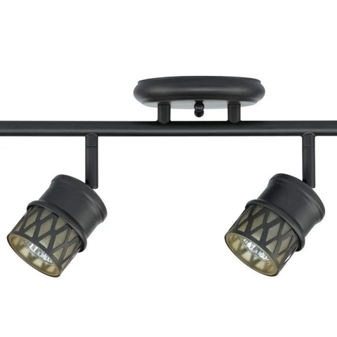 Norris 4-Light Track Lighting in Oil Rubbed Bronze With Champagne Glass Heads, sleek modern fixture with two adjustable track heads