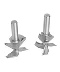 Two heavy duty carbide lathe insert cutters from the Workhorse Lathe Turning Tool Set for woodworking and metal milling.
