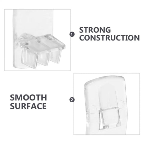 Clear Plastic Shelf Support Pegs 50 Pack For Cabinets, Bookshelves, And Bathrooms with strong construction and smooth surface.