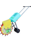 Garden Seeder Spreader, Manual Seeder With 10 Seed Plates, Hand Push Roller Seeder and Fertilizer Applicator, Side View