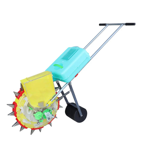 Garden Seeder Spreader, Manual Seeder With 10 Seed Plates, Hand Push Roller Seeder and Fertilizer Applicator, Side View