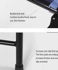 Heavy Duty Steel Frame Folding Commode Chair For Seniors And Mobility Challenges No Sweat Snap Assembly showing buckle lock seat and non-slip foot pads.
