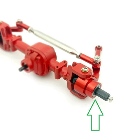 16Pcs Steel Bearing RC Upgrade Kit For C14 C24 B36 D90 MN90 MN99S Models, close-up of a red metal bearing component and axle