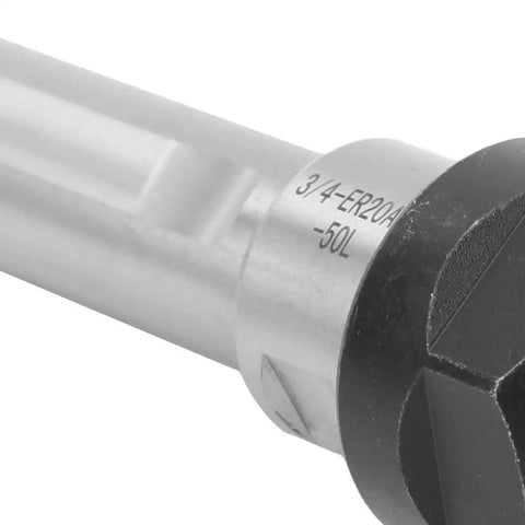 Close-up of Long Reach CNC Milling Tool Extension Holder With Three Quarters Inch Shank 50mm ER20A-50L for deep hole machining.