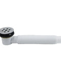 7-Hole Bathtub Drain Pipe Zinc Alloy ABS White, featuring flexible pipe and metal grating for efficient water drainage.