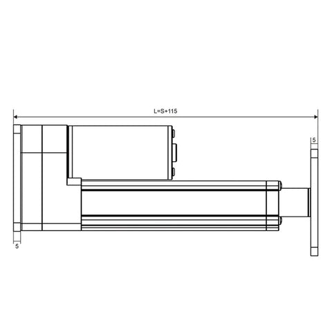Technical drawing of 12V Linear Actuator With Adjustable Stroke Up To 950mm For Beds Skylights Frames And DIY Projects Smooth Electric Push Rod 200N Load Ideal For Precision Motion Control.