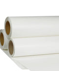 Stack of three rolls, Printable White HTV Vinyl Roll, 24 Inch Wide By 5 Yard Length, Iron On Vinyl for multiple fabric types, side view.