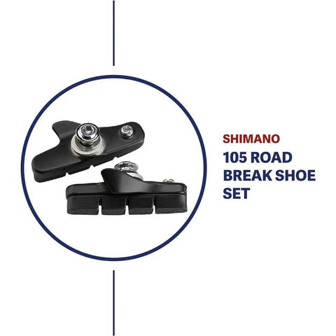 Road Caliper Brake Shoe Set With R55C4 Pads And Aluminum Pad Holder, black finish, displaying reliable stopping power components for bikes.