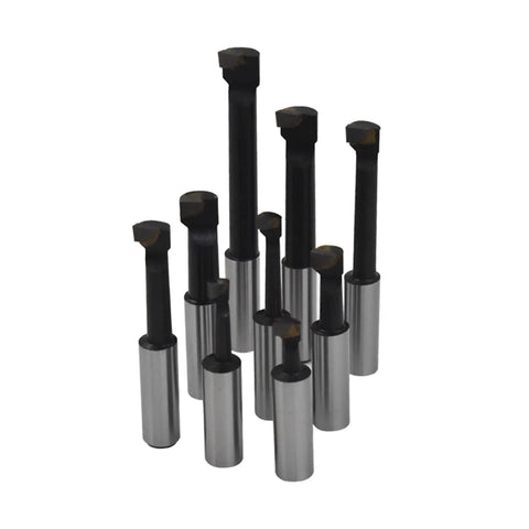 Hardcore Shop Floor 1/2 Inch Shank Boring Bar Set With Nine Piece Carbide Tips For Dead Nuts Accurate Internal Cutting On Beefy Engine Mill Lathe Rigs