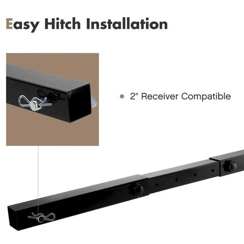 Hitch Mount Umbrella Holder for Tailgating and Travel with 2 Inch Receiver, easy installation shown, steel construction.