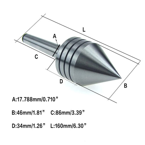 MT2 Live Center For Wood Lathe, Heavy Duty Tailstock Center With Number Two Morse Taper, precision ball bearings diagram
