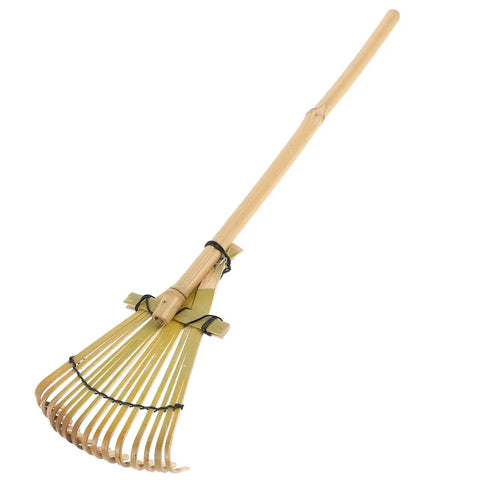 Solid Bamboo Garden Rake For Sandboxes And Landscaping, Japanese-inspired, made from natural bamboo, 19.7 inch, eco-friendly tool.