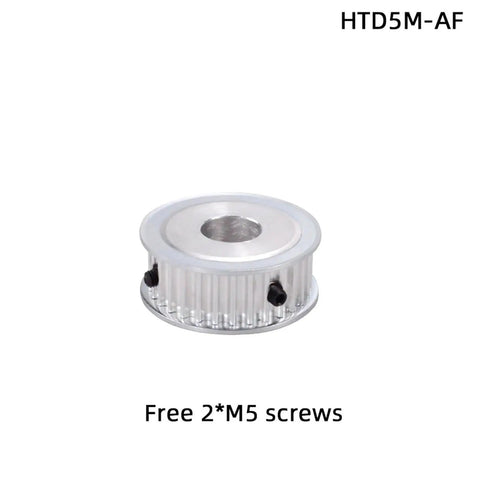 Rock Solid Htd5m Sixty Tooth Synchronous Timing Pulley With Af Keyway 15 Millimeter Face, showing metal construction and included M5 screws.