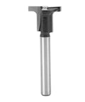 Pro Level T Slot Keyhole Router Bit Set With Heavy Duty Carbide Blades And Reliable One Quarter Inch Shank, detailed view of bit.