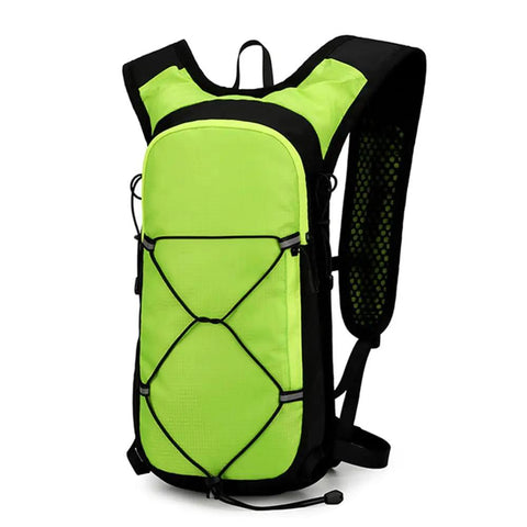 All Terrain Hydration Backpack With 2L Water Bladder Lightweight Outdoor Pack, green, front view, designed for trail running and cycling.