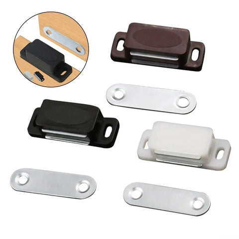 Cabinet Catch For Kitchen Cupboard And Closet Doors, Strong Magnetic Hold, Easy Install Closure System, ABS Plastic Latch, compact design
