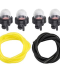 Primer Bulb Replacement Kit For Echo Chainsaw And Trimmer Models CS400 CS310 CS300 CS305 CS340 CS370 CS3400 CS3450 CS450 With Fuel Line Included Durable Seals And O Ring Pack No Fuss Install, showing 4 primer bulbs, yellow and black fuel lines.