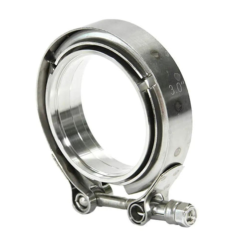 Three Inch V Band Exhaust Clamp With Flange Stainless Steel For 3 Inch Exhaust Piping showing clamp and flange detail