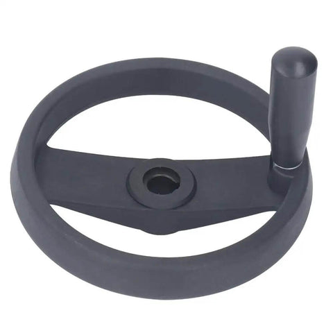 Beefy Durable Insulated Plastic Hand Wheel With Revolving Handle, 7.87 Inch Outer Diameter, 3 Spoked Design, 18 Mm Bore, For Lathe And Milling Machines