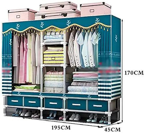 Heavy Duty Portable Steel Pipe Wardrobe With Sturdy Clothes Hanging Rod Storage Organizer Easy Pop Up Assembly Fabric Armoire Nifty Space Saver For Dorms And Small Rooms