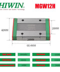 Image of Beefy MGW12 Linear Guide Rail Kit for CNC Machines, showing dimensions and specifications.