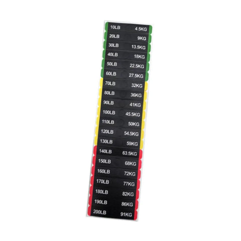 Gym Weight Stack Labels For Weight Identification On Fitness Equipment For Home Or Commercial Gyms, 10 To 200 Lb Decals, 7 Cm By 1.2 Cm, Easy Peel And Stick, Clear Organization For Workouts