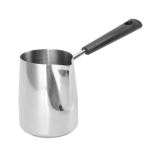 Stainless Steel 304 Milk Frothing Pitcher 350ml Rustproof Barista Grade Pouring Jug with black handle and hanging hole