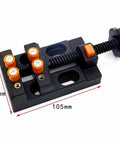 Mini vise clamp from 18-Piece Stone Carving Kit With Manganese Steel Chisels, measuring 105mm x 61mm, designed for precise engraving.