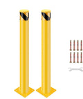 Hella Sturdy Removable Steel Bollards Surface Mounted Parking Barrier 2 Pack Yellow Traffic Posts with installation hardware.